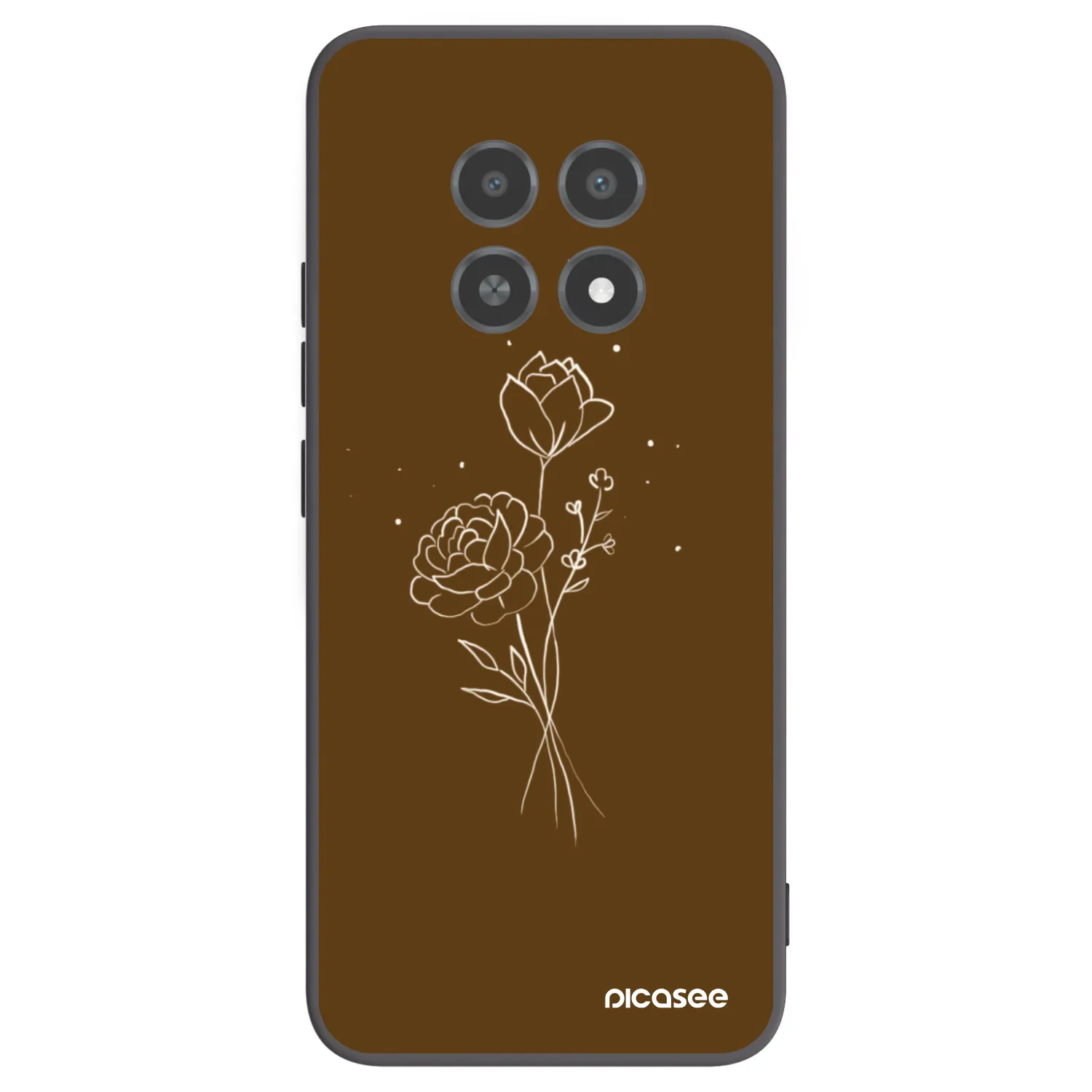 Picasee silikonski črni ovitek za Realme 12X - Brown flowers
