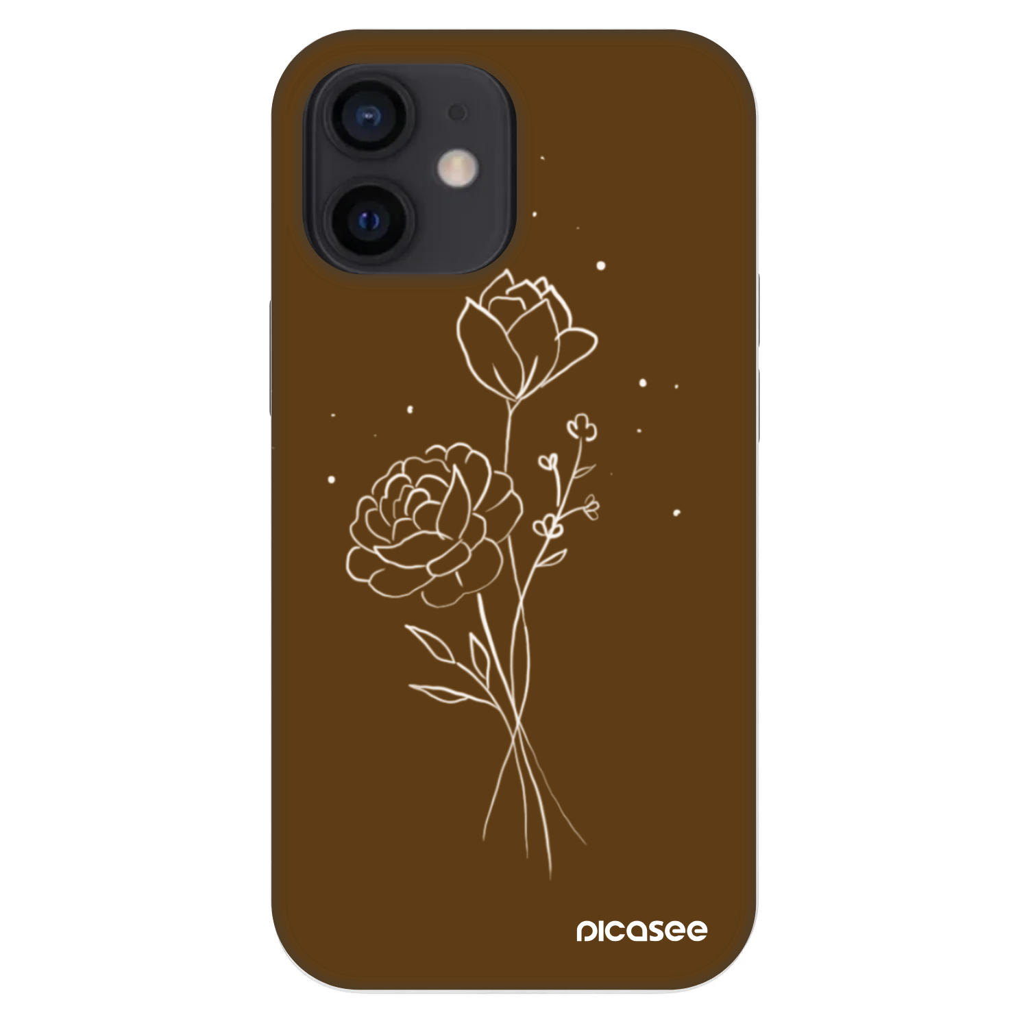 Picasee Fashion Case za Apple iPhone 12 mini - Brown flowers
