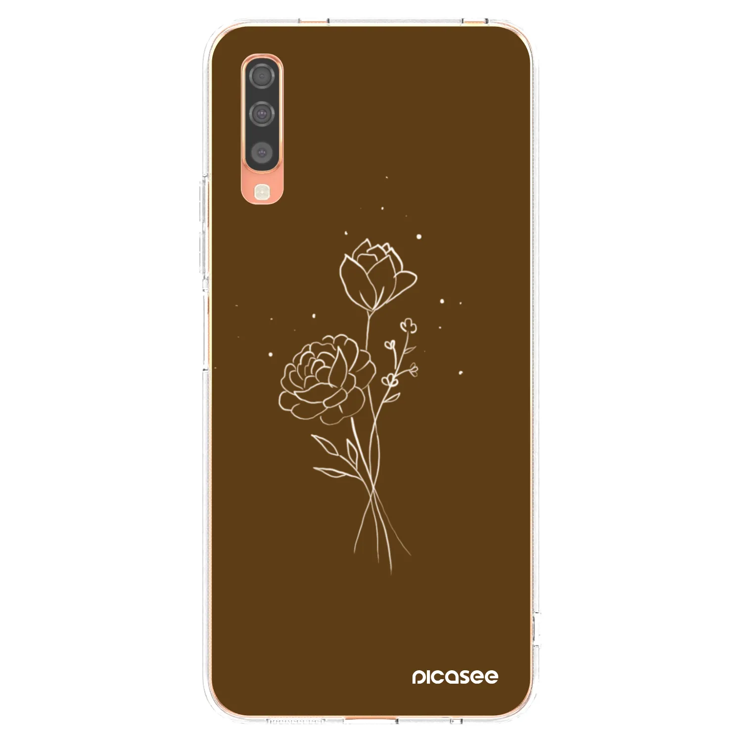 Picasee silikonski prozorni ovitek za Samsung Galaxy A70 A705F - Brown flowers