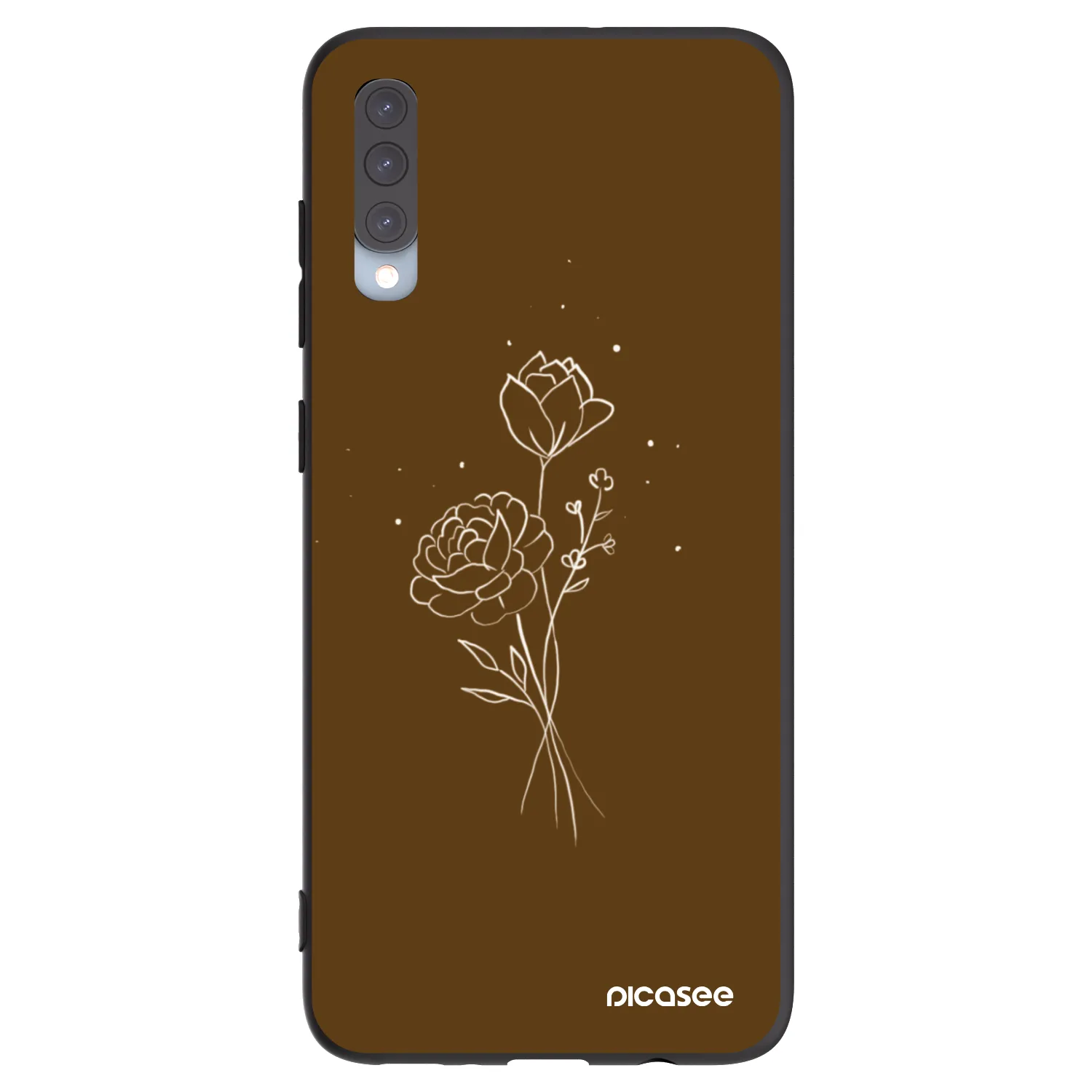 Picasee silikonski črni ovitek za Samsung Galaxy A70 A705F - Brown flowers