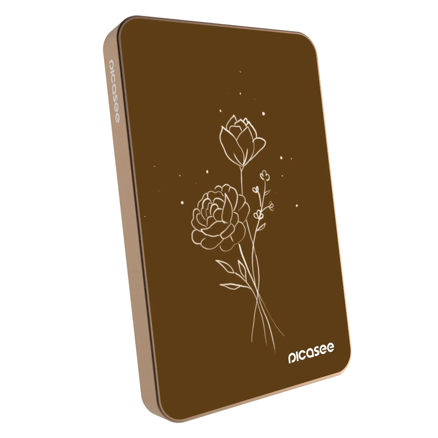 Picasee Prenosna baterija z MagSafe 5 000 mAh Zlati - Brown flowers