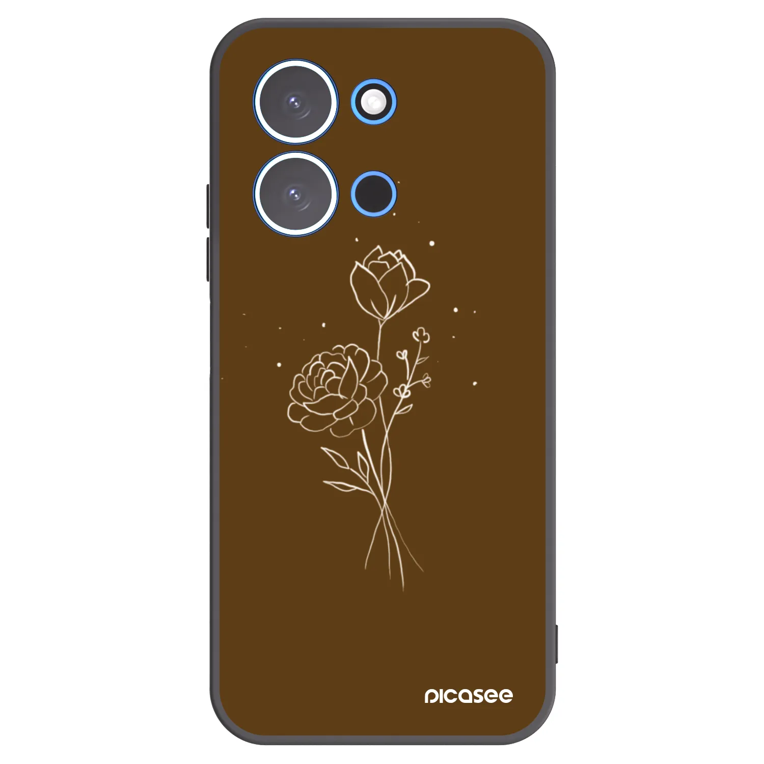 Picasee silikonski črni ovitek za Xiaomi Redmi 15C 4G - Brown flowers