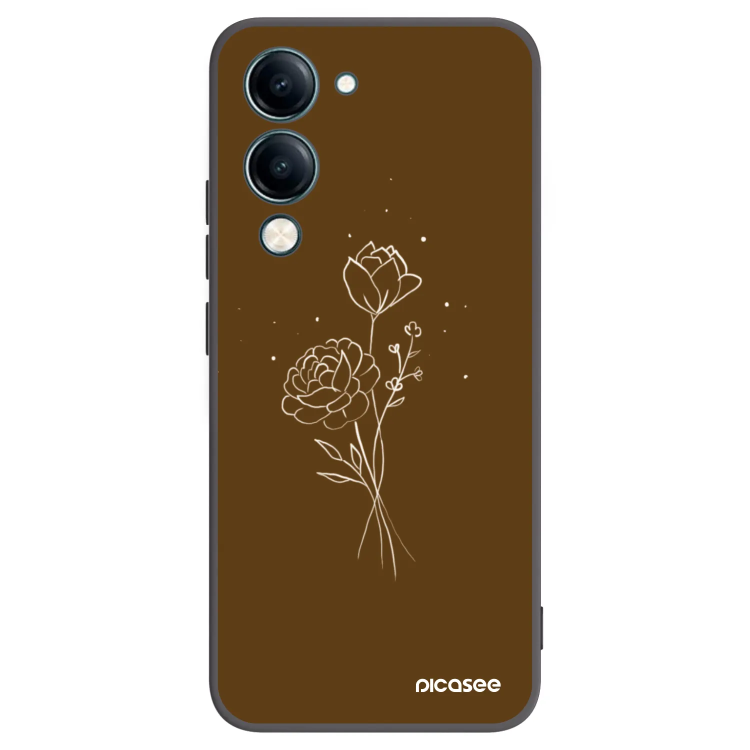 Picasee silikonski črni ovitek za Vivo Y29s 5G - Brown flowers