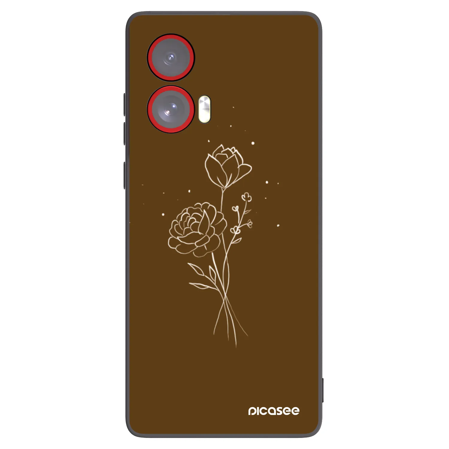 Picasee silikonski črni ovitek za Motorola Edge 50 Fusion - Brown flowers