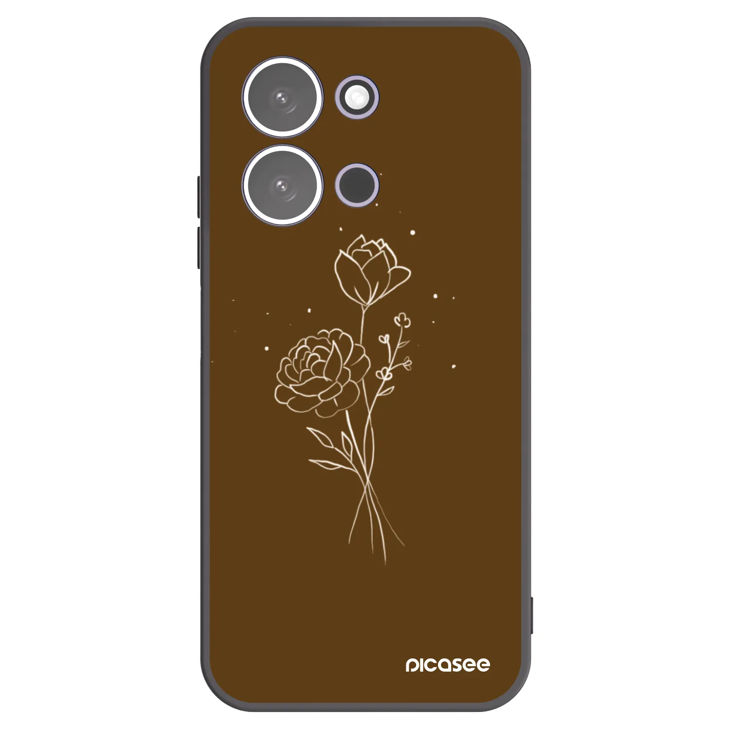 Picasee silikonski črni ovitek za Xiaomi Redmi 15C 5G - Brown flowers