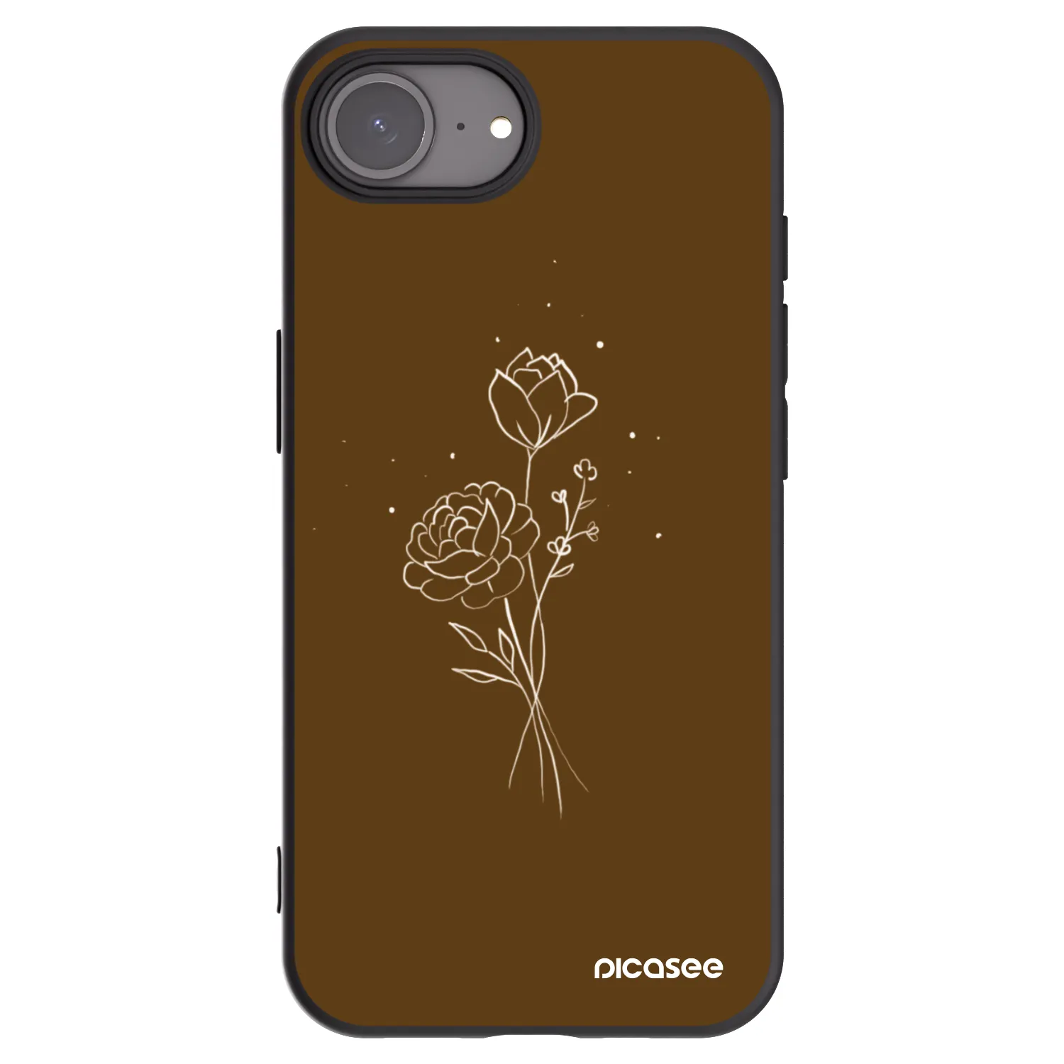 Picasee silikonski črni ovitek za Apple iPhone 17e - Brown flowers