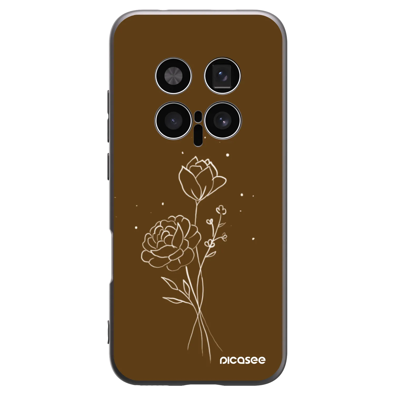 Picasee silikonski črni ovitek za Honor Magic8 Pro 5G - Brown flowers