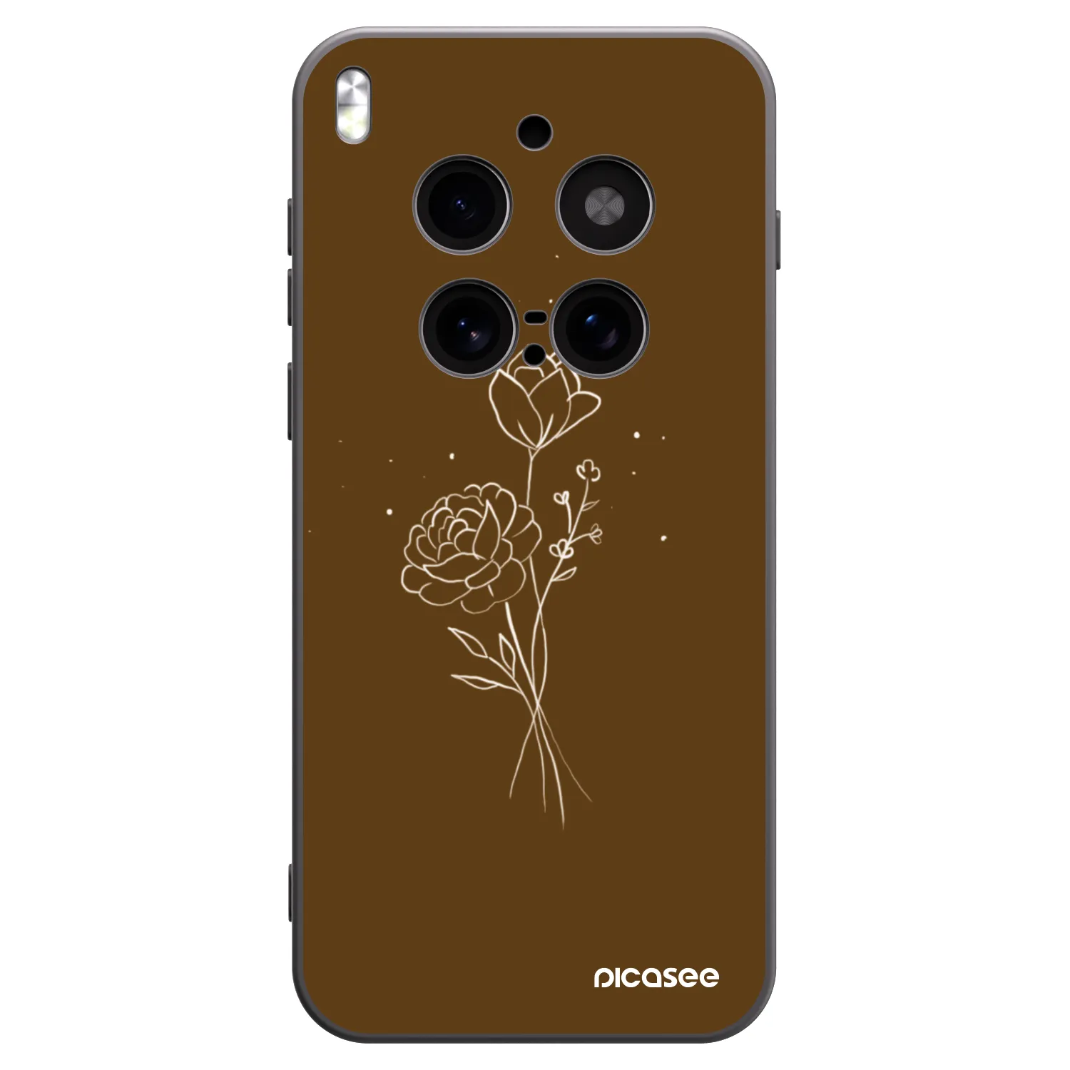 Picasee silikonski črni ovitek za Vivo X300 Pro - Brown flowers