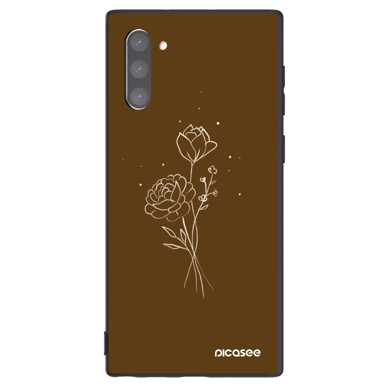 Picasee silikonski črni ovitek za Samsung Galaxy Note 10 N970F - Brown flowers
