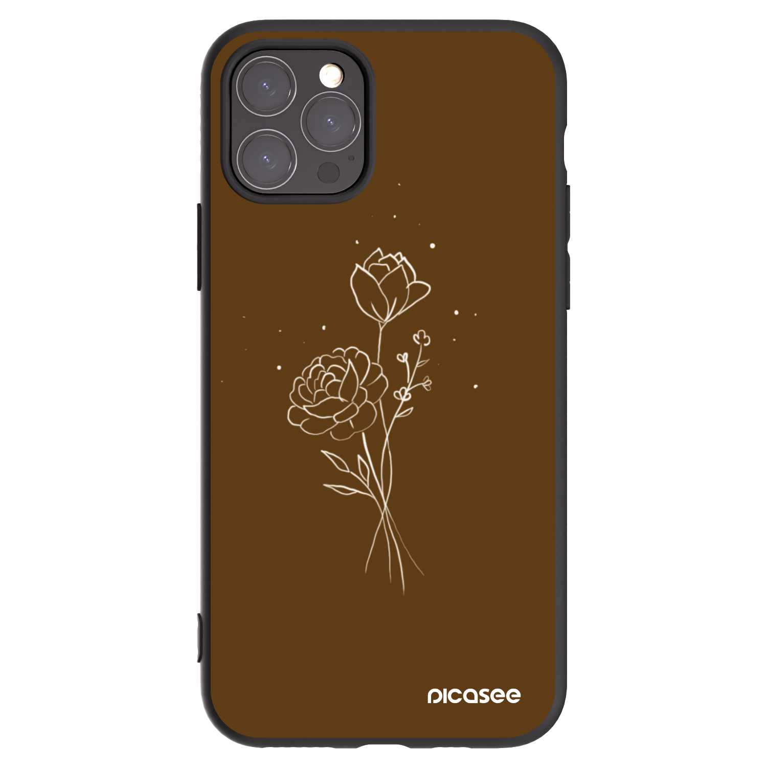 Picasee silikonski črni ovitek za Apple iPhone 11 Pro - Brown flowers