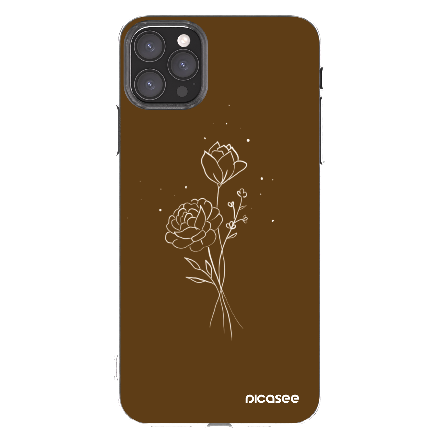 Picasee silikonski prozorni ovitek za Apple iPhone 11 Pro Max - Brown flowers