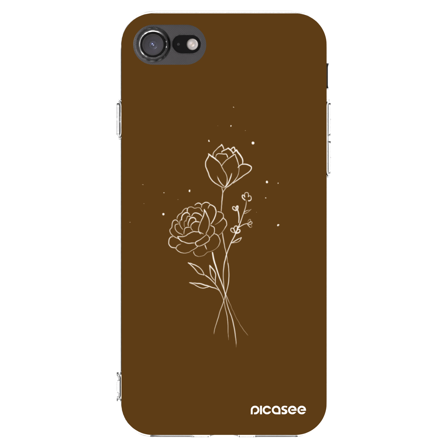 Picasee silikonski prozorni ovitek za Apple iPhone 8 - Brown flowers