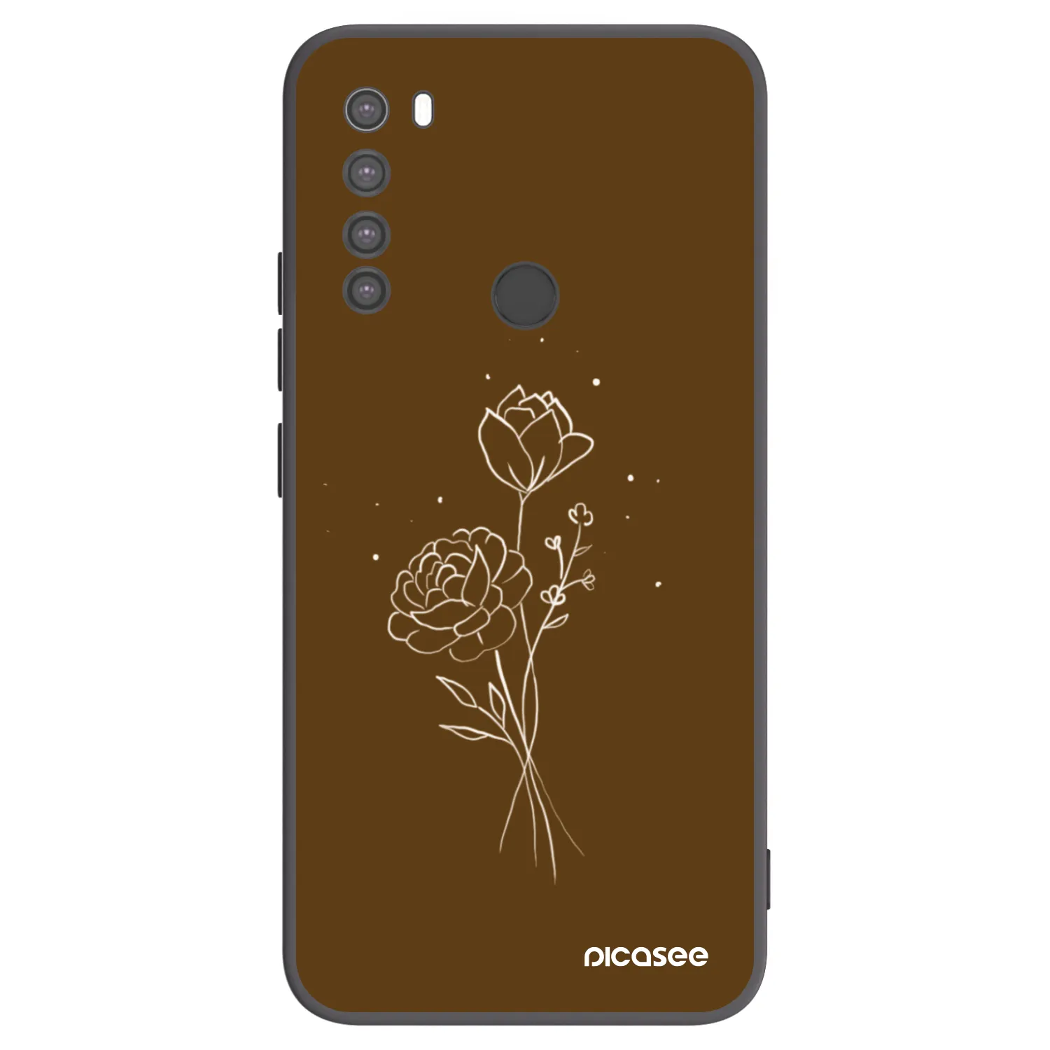 Picasee silikonski črni ovitek za Xiaomi Redmi Note 8 - Brown flowers
