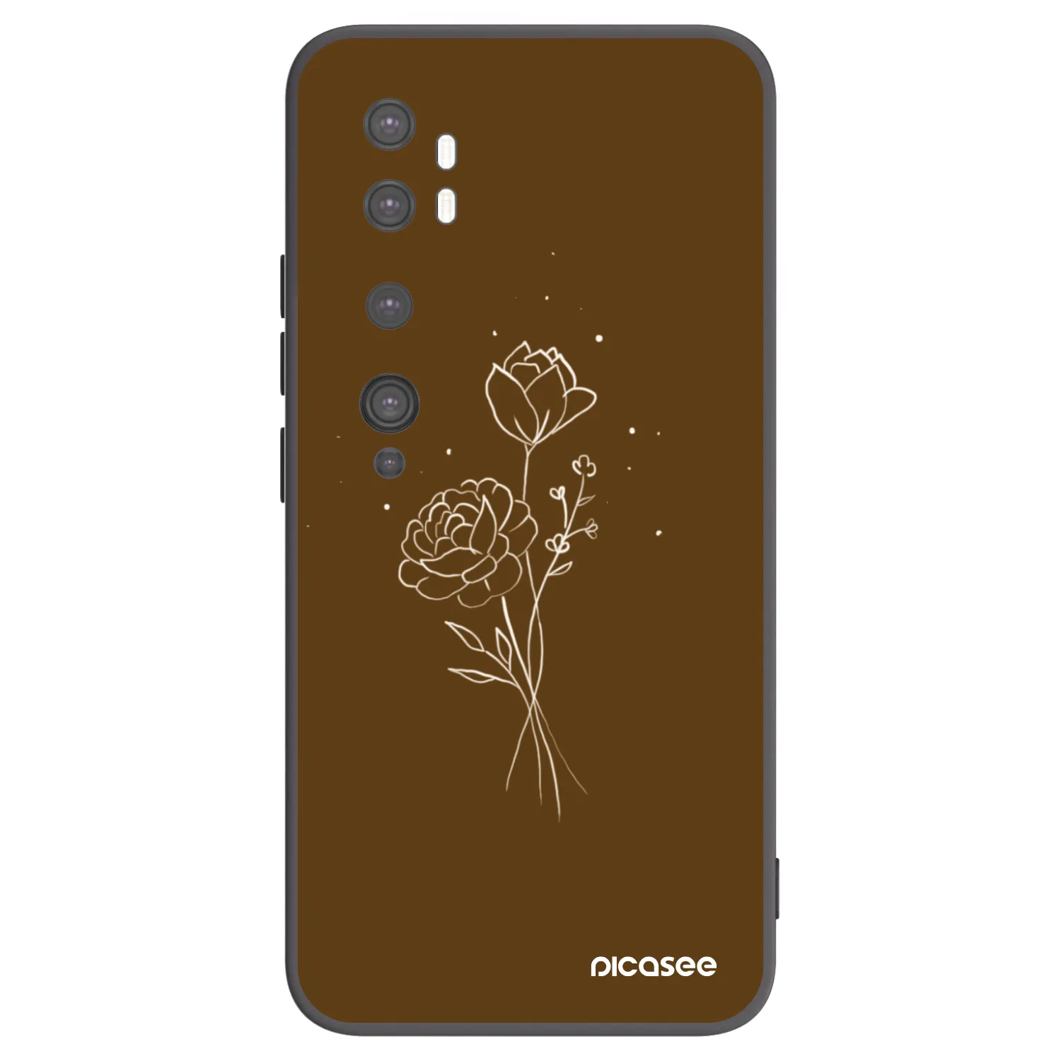 Picasee silikonski črni ovitek za Xiaomi Mi Note 10 (Pro) - Brown flowers
