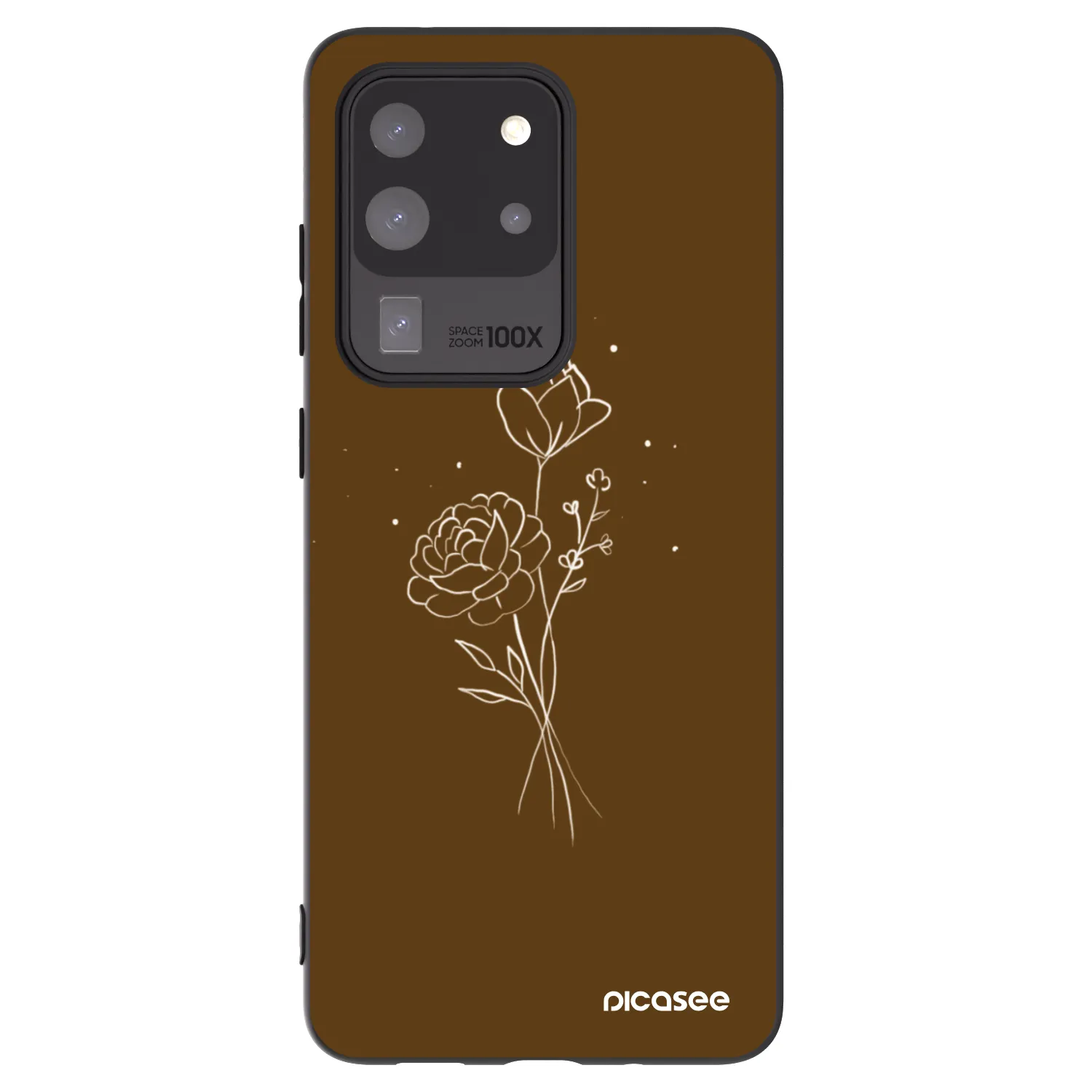 Picasee silikonski črni ovitek za Samsung Galaxy S20 Ultra 5G G988F - Brown flowers