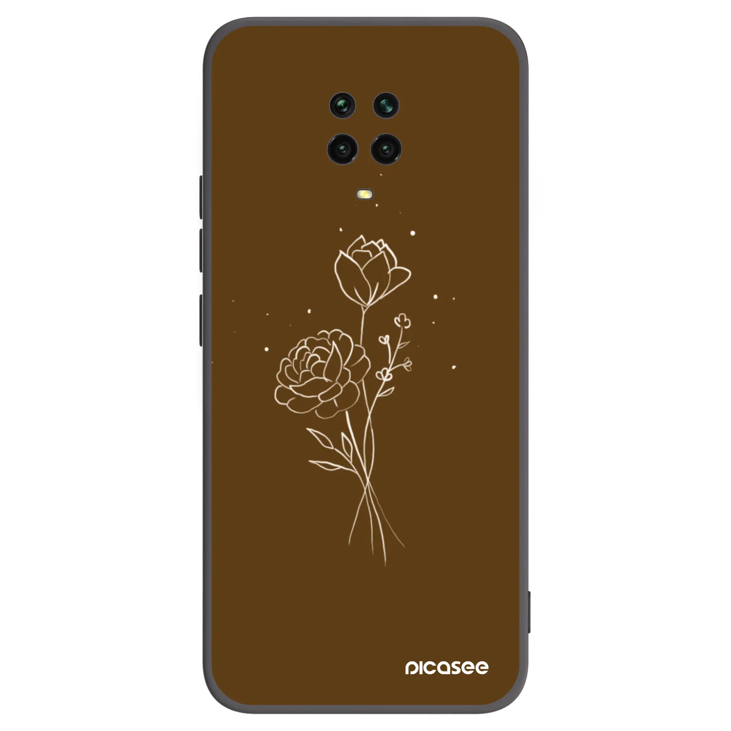 Picasee silikonski črni ovitek za Xiaomi Redmi Note 9 Pro - Brown flowers