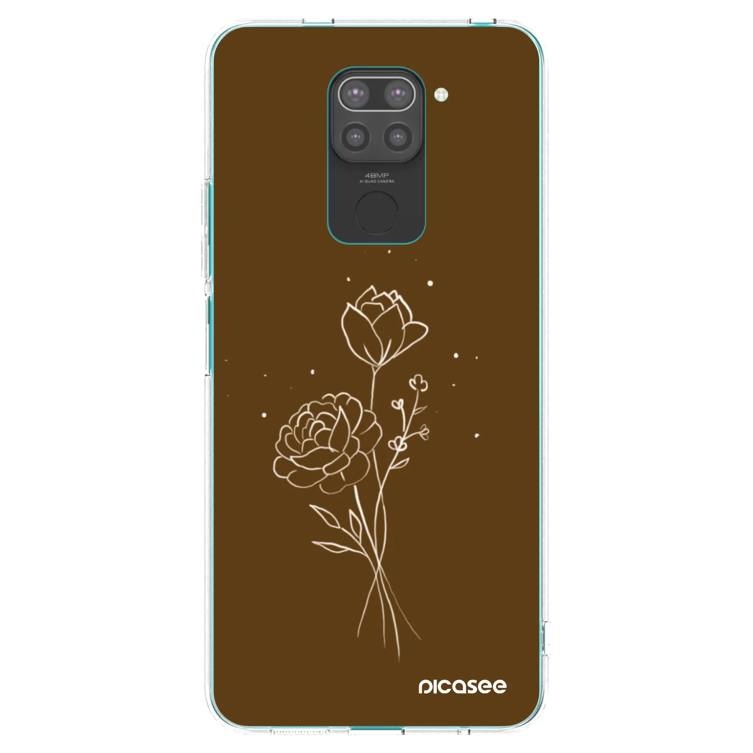 Picasee silikonski črni ovitek za Xiaomi Redmi Note 9 - Brown flowers