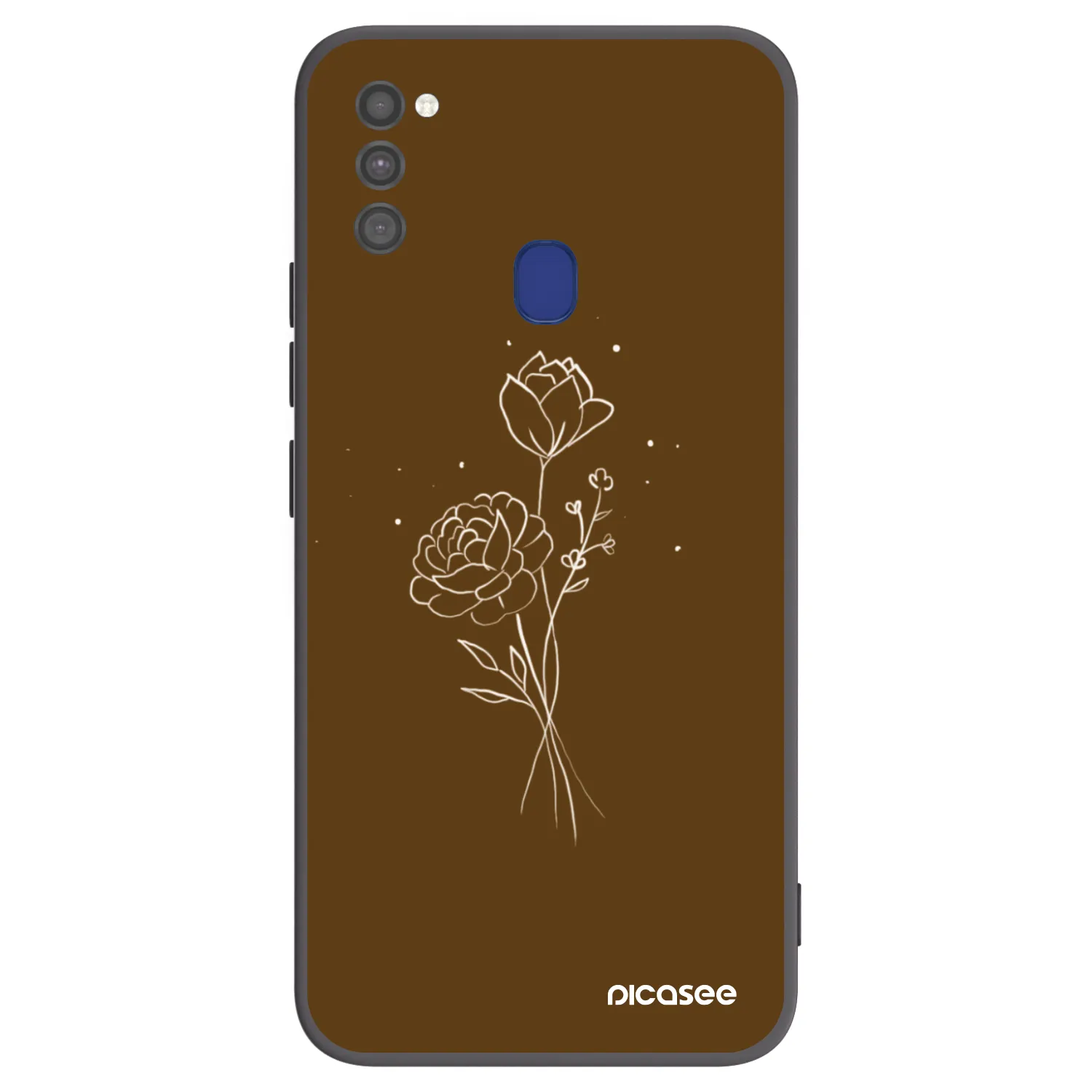 Picasee silikonski črni ovitek za Samsung Galaxy M21 M215F - Brown flowers