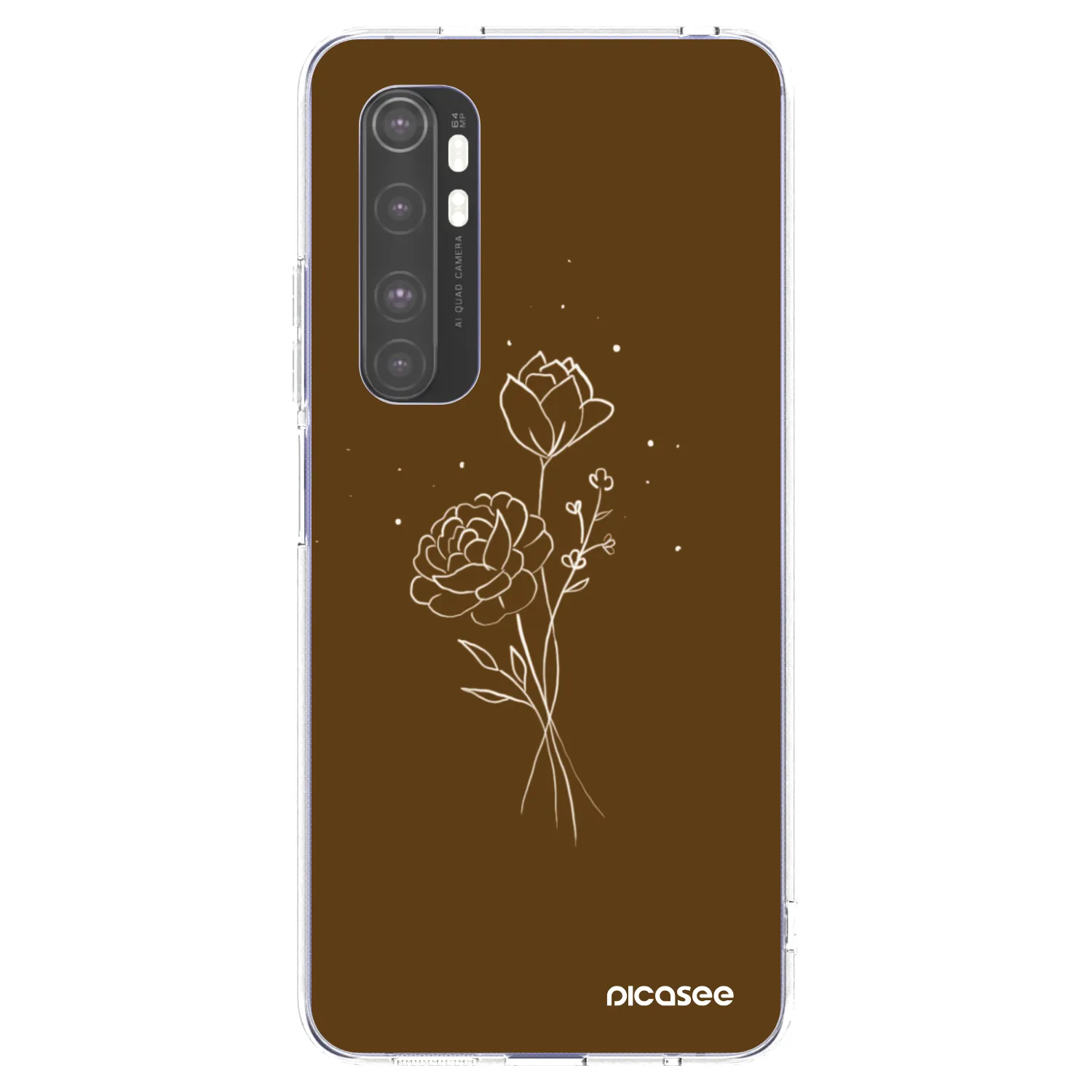 Picasee silikonski prozorni ovitek za Xiaomi Mi Note 10 Lite - Brown flowers
