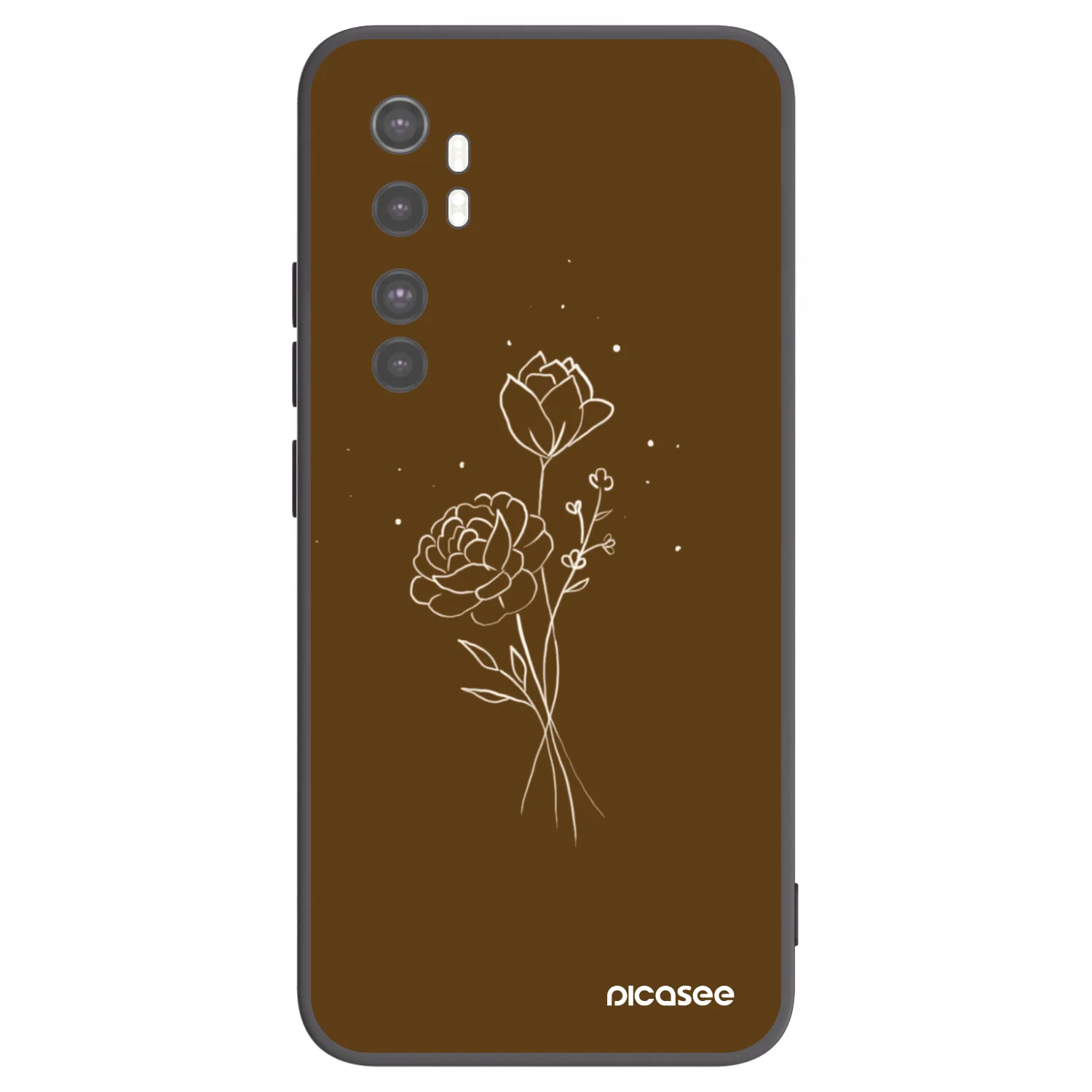 Picasee silikonski črni ovitek za Xiaomi Mi Note 10 Lite - Brown flowers