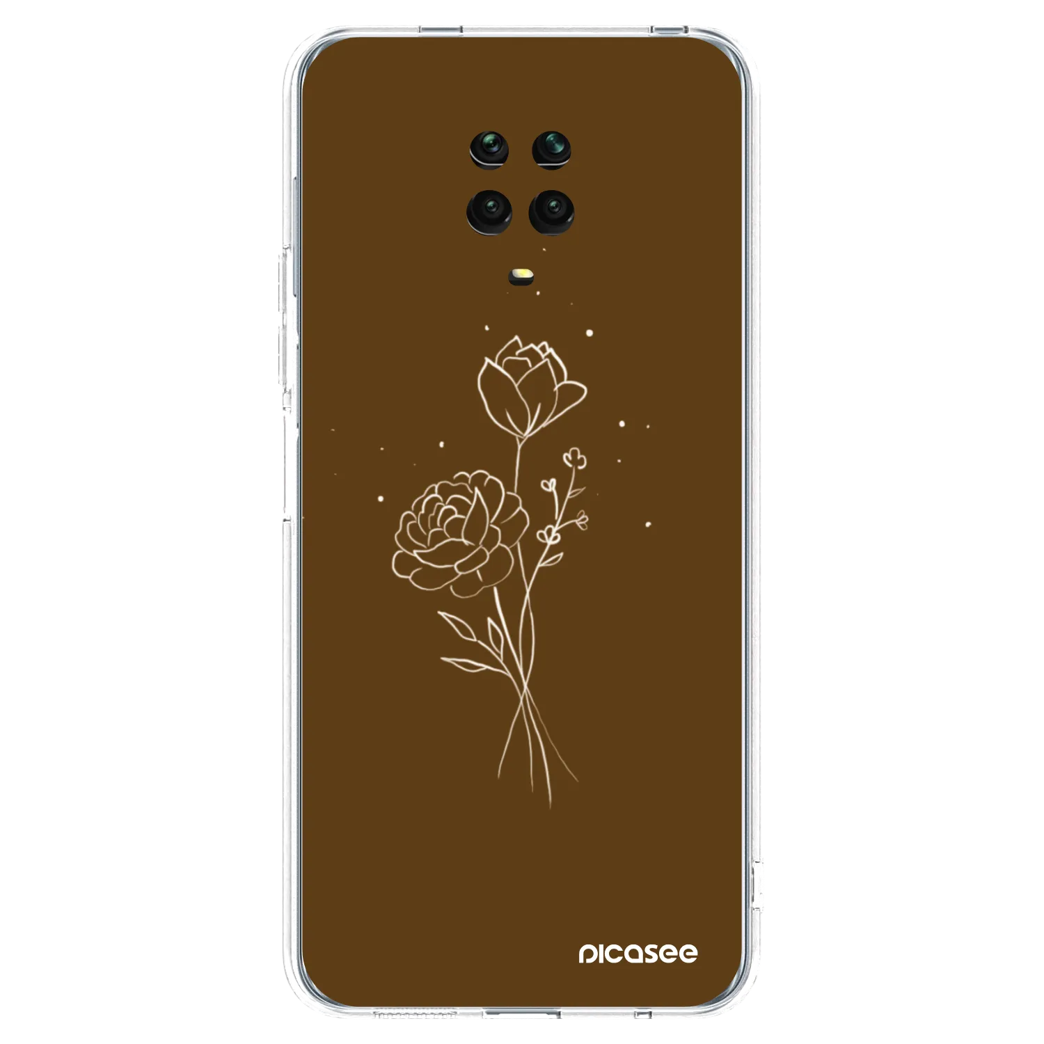 Picasee silikonski prozorni ovitek za Xiaomi Redmi Note 9S - Brown flowers