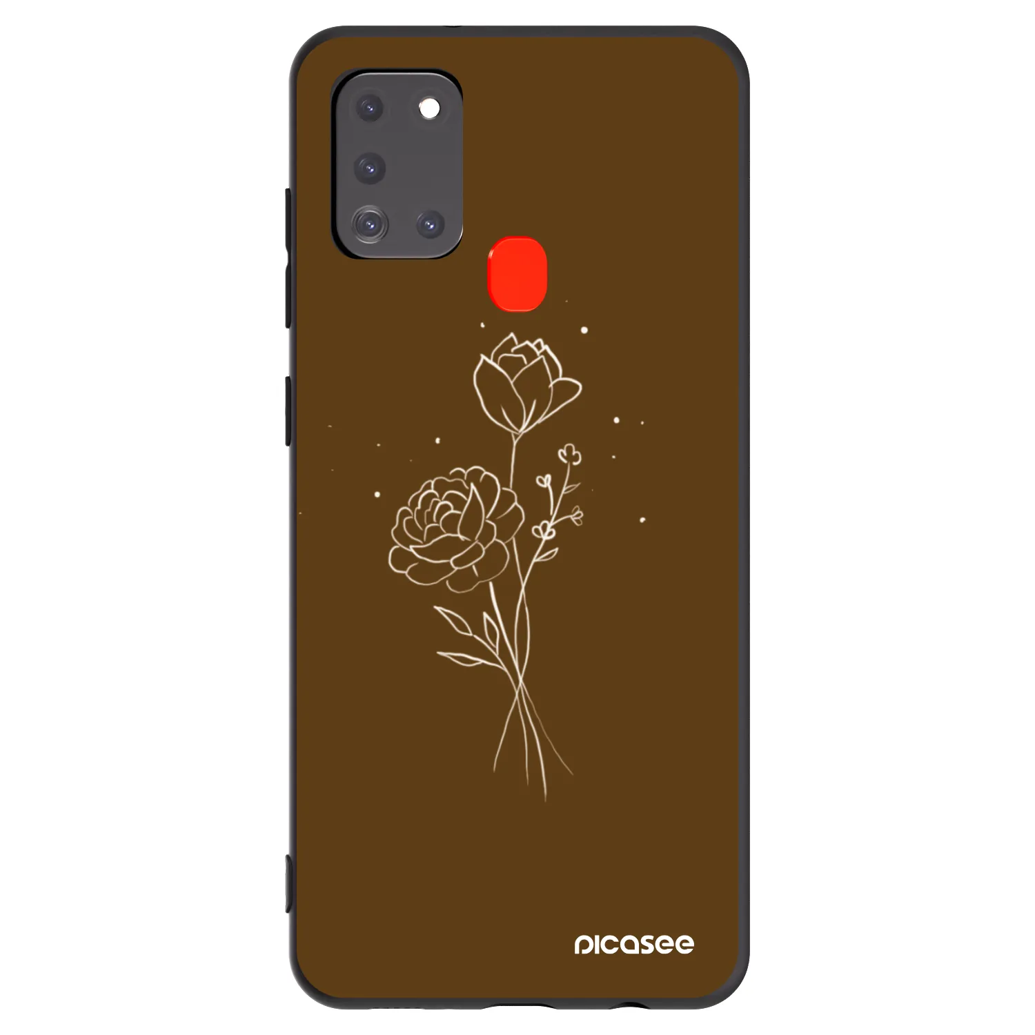 Picasee silikonski črni ovitek za Samsung Galaxy A21s - Brown flowers