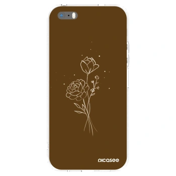 Picasee silikonski prozorni ovitek za Apple iPhone 5/5S/SE - Brown flowers