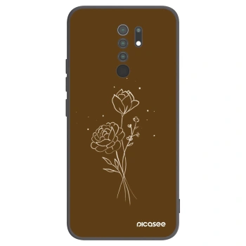 Picasee silikonski črni ovitek za Xiaomi Redmi 9 - Brown flowers