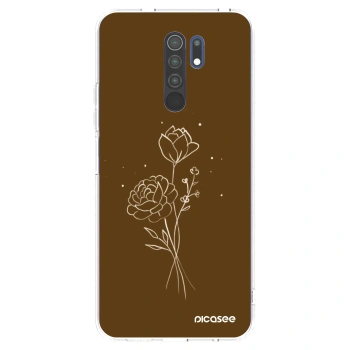 Picasee silikonski prozorni ovitek za Xiaomi Redmi 9 - Brown flowers