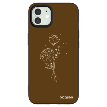 Picasee silikonski črni ovitek za Apple iPhone 12 - Brown flowers