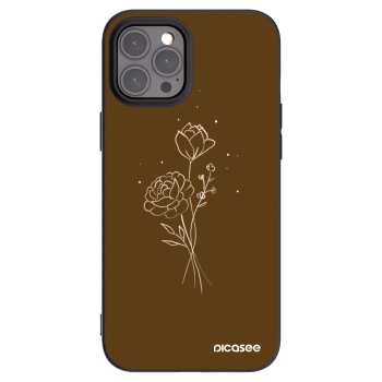 Picasee silikonski črni ovitek za Apple iPhone 12 Pro Max - Brown flowers