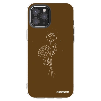 Picasee silikonski prozorni ovitek za Apple iPhone 12 Pro Max - Brown flowers