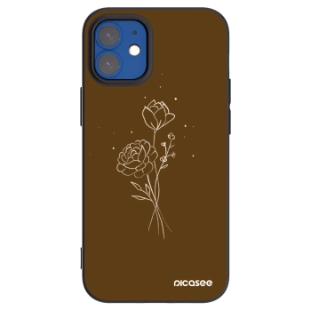 Picasee silikonski črni ovitek za Apple iPhone 12 mini - Brown flowers