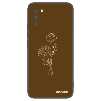 Picasee silikonski črni ovitek za Xiaomi Poco M3 - Brown flowers