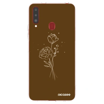 Picasee silikonski prozorni ovitek za Samsung Galaxy A20s - Brown flowers
