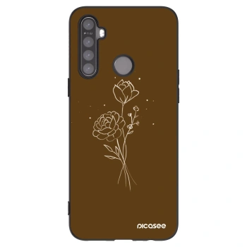 Picasee silikonski črni ovitek za Realme 6i - Brown flowers