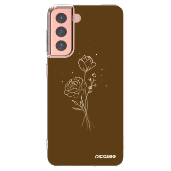 Picasee silikonski prozorni ovitek za Samsung Galaxy S21 5G G991B - Brown flowers
