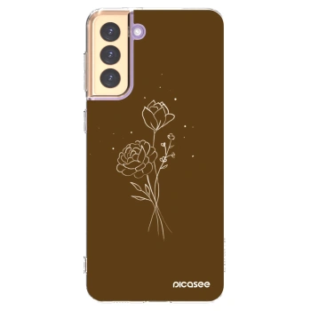 Picasee silikonski prozorni ovitek za Samsung Galaxy S21+ 5G G996F - Brown flowers