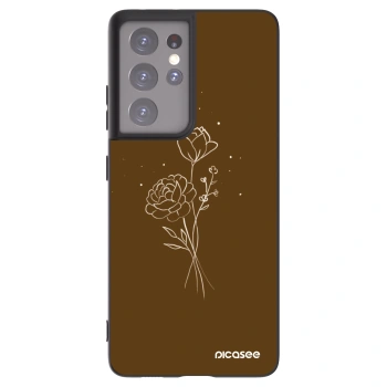 Picasee silikonski črni ovitek za Samsung Galaxy S21 Ultra 5G G998B - Brown flowers