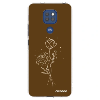 Picasee silikonski prozorni ovitek za Motorola Moto G9 Play - Brown flowers