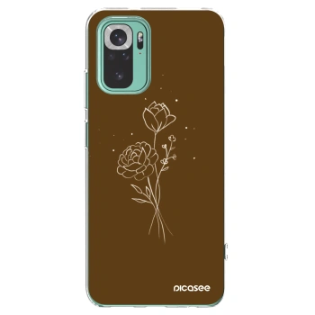 Picasee silikonski prozorni ovitek za Xiaomi Redmi Note 10 Pro - Brown flowers