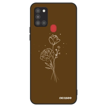 Ovitek za Samsung Galaxy A21s - Brown flowers