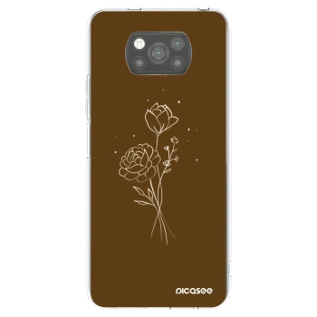 Picasee silikonski črni ovitek za Xiaomi Poco X3 Pro - Brown flowers