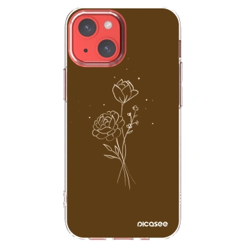 Picasee silikonski prozorni ovitek za Apple iPhone 13 mini - Brown flowers