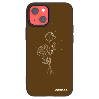 Picasee silikonski črni ovitek za Apple iPhone 13 mini - Brown flowers