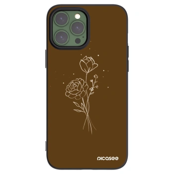 Picasee silikonski črni ovitek za Apple iPhone 13 Pro Max - Brown flowers