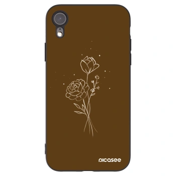 Picasee silikonski črni ovitek za Apple iPhone XR - Brown flowers