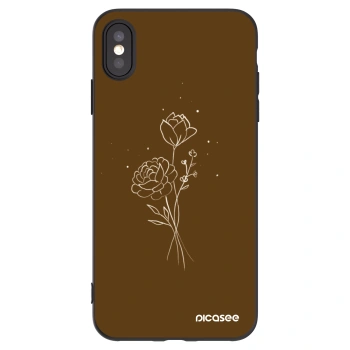 Picasee silikonski črni ovitek za Apple iPhone XS Max - Brown flowers