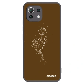 Picasee silikonski črni ovitek za Xiaomi 11 Lite 5G NE - Brown flowers