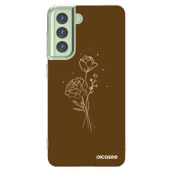 Picasee silikonski prozorni ovitek za Samsung Galaxy S21 FE 5G - Brown flowers